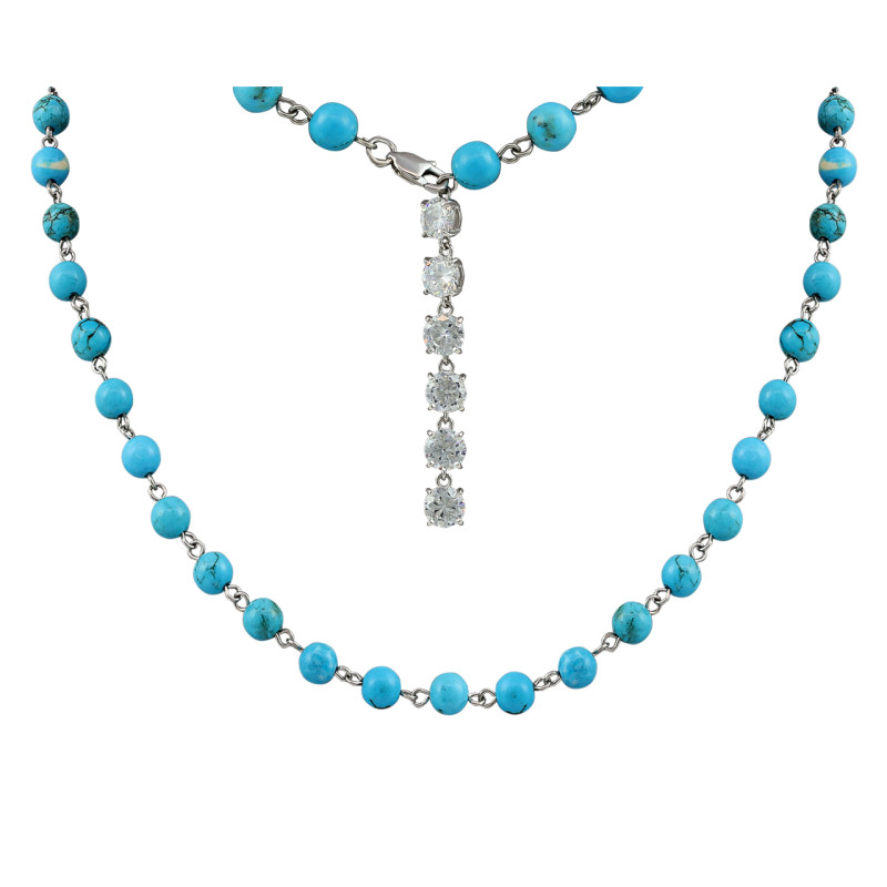 Колье с бирюзой и фианитами