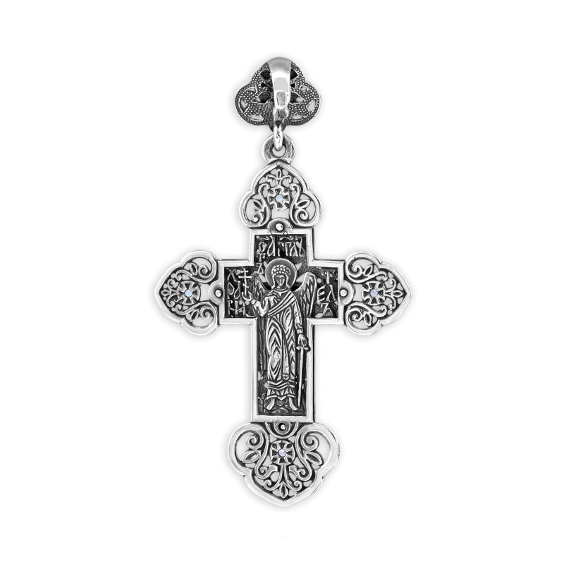 Крест из серебра с танзанитами