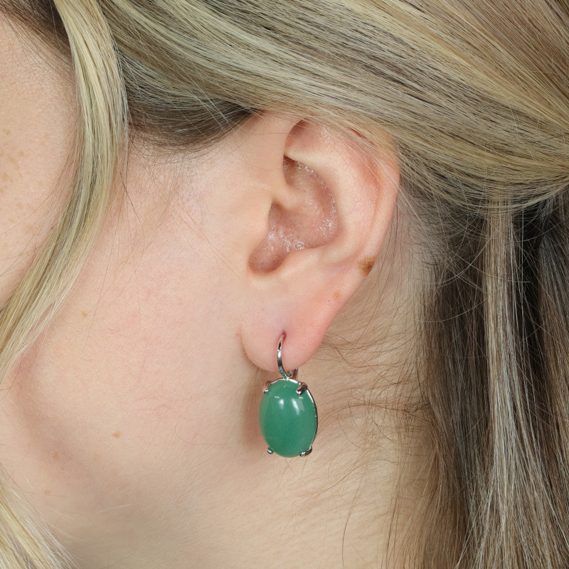 Серьги серебряные с нефритом