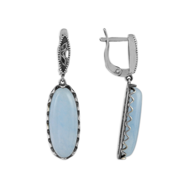 Серьги из серебра с натуральным аквамарином