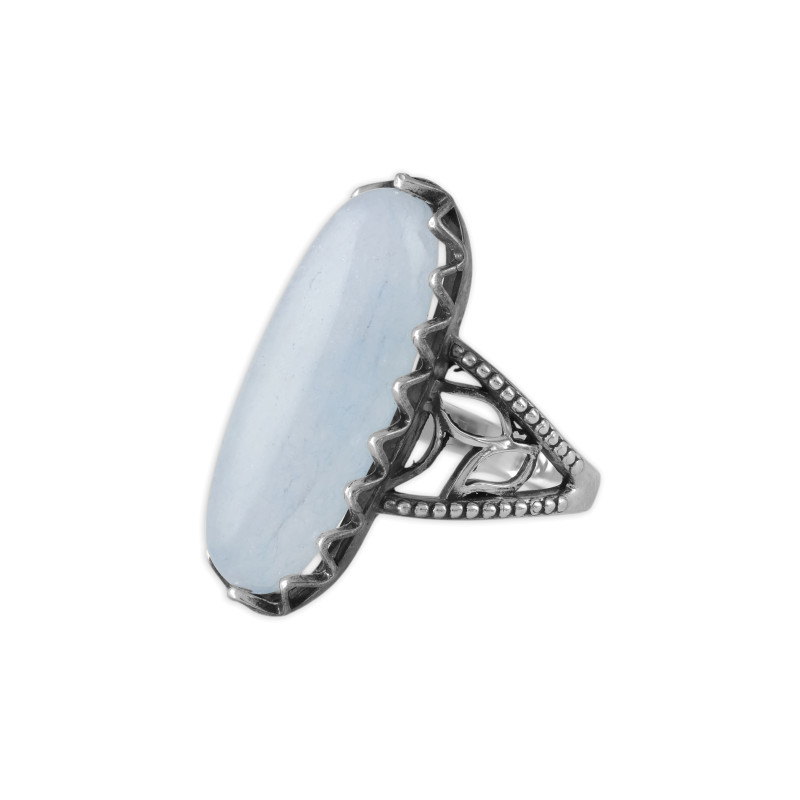 Серебряное кольцо с натуральным аквамарином