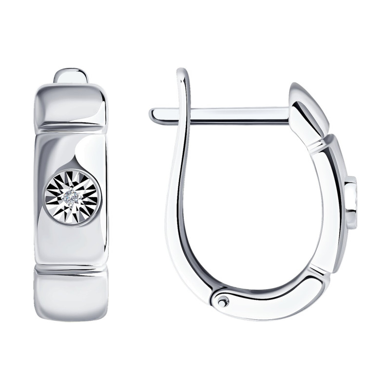 Серебряные серьги с бриллиантами