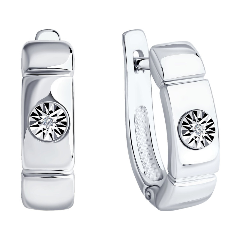 Серебряные серьги с бриллиантами