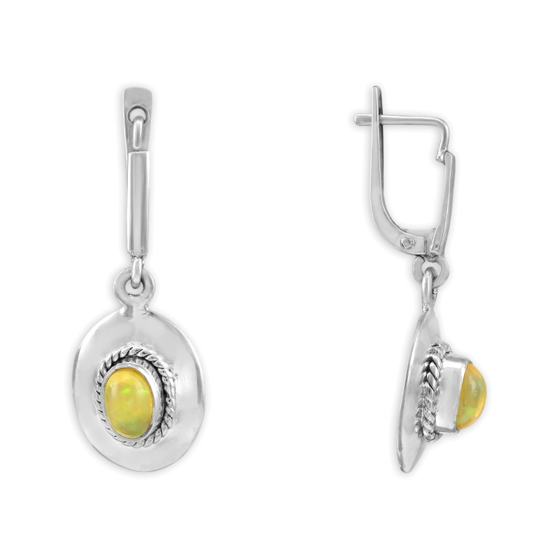 Серебряные серьги с натуральным опалом