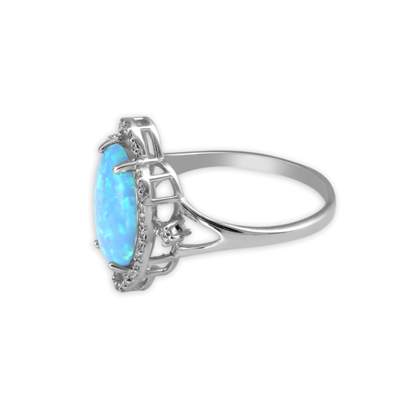Серебряное кольцо с опалом и фианитами