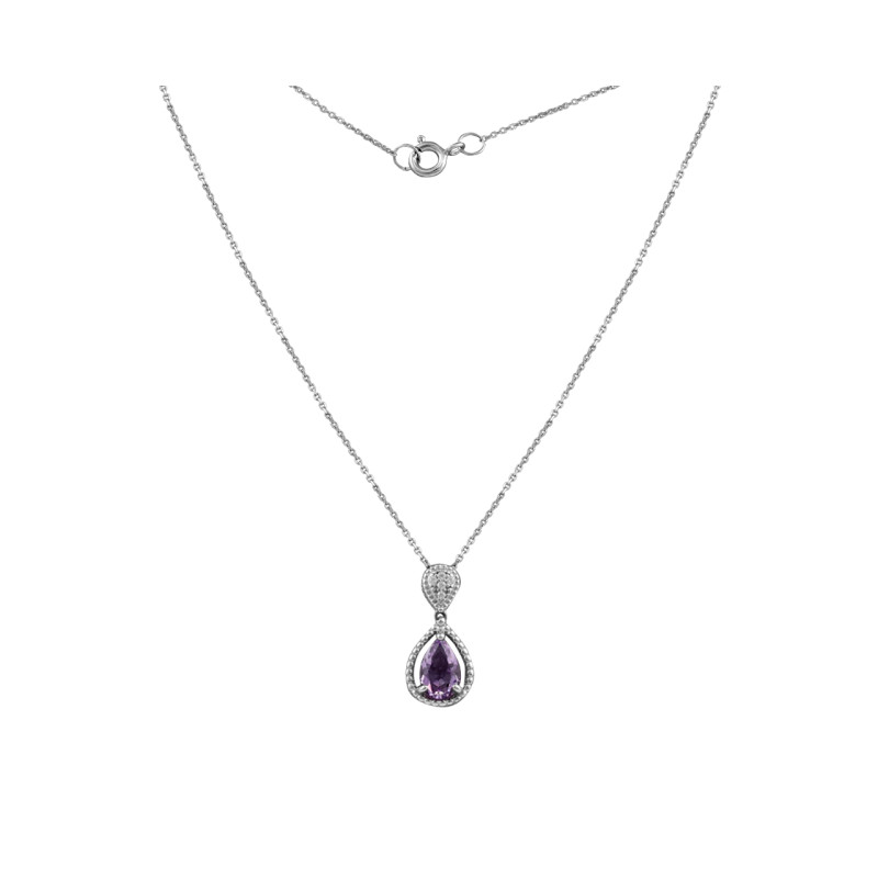 Колье с аметистом и фианитами