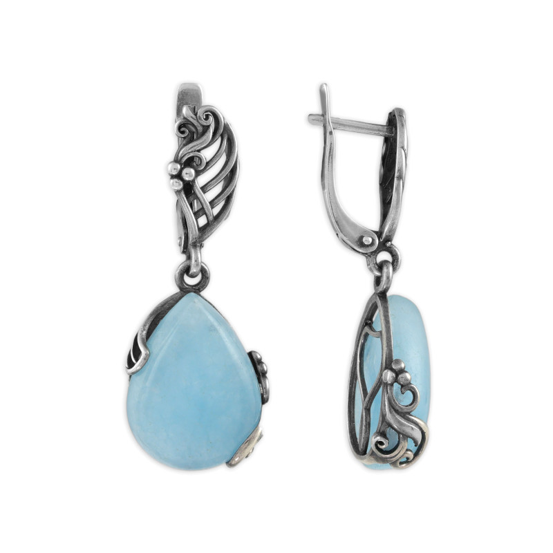 Серебряные серьги с аквамарином