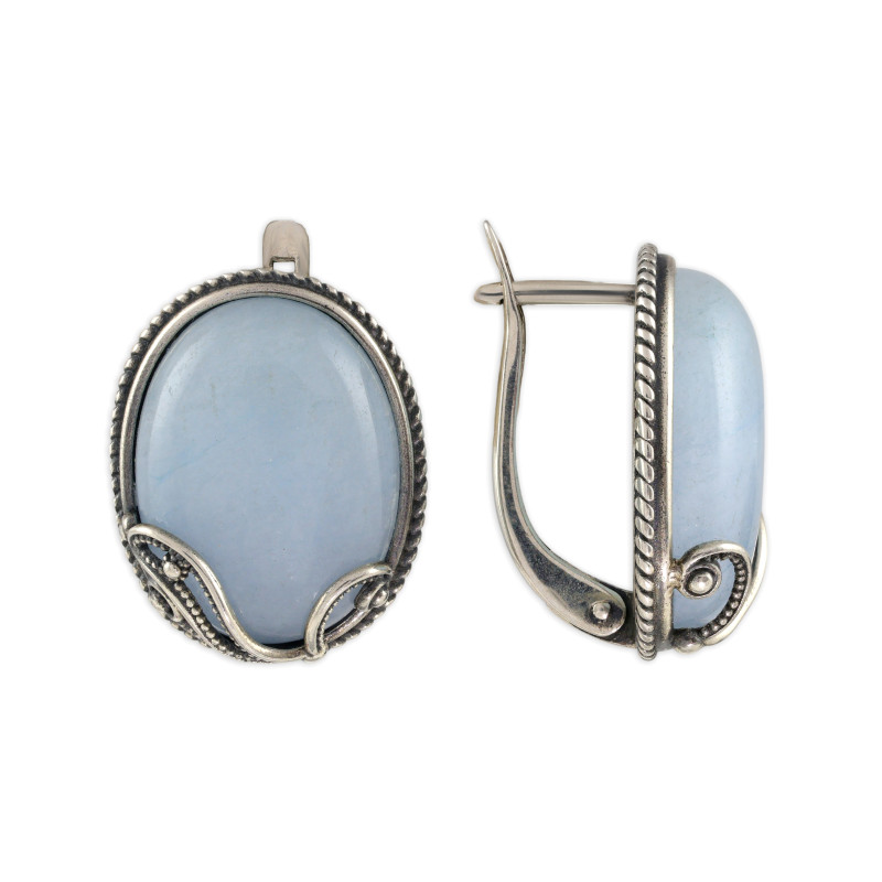 Серьги из серебра с натуральным аквамарином