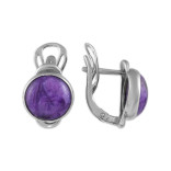 Серьги серебряные с натуральным чароитом