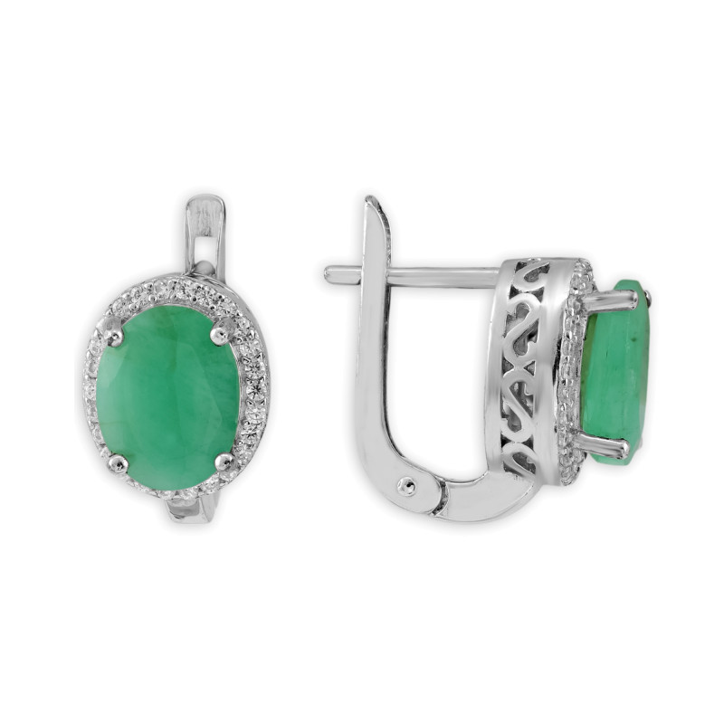 Серебряные серьги с изумрудом