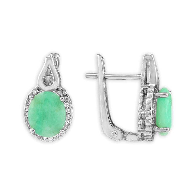 Серьги из серебра с изумрудом