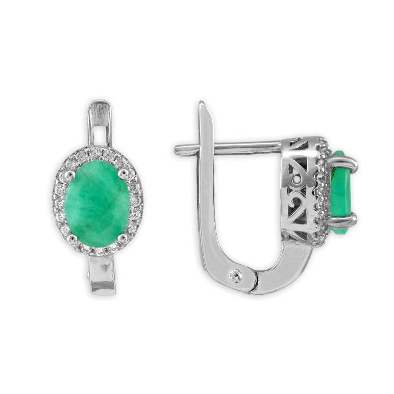 Серьги серебряные с изумрудом 