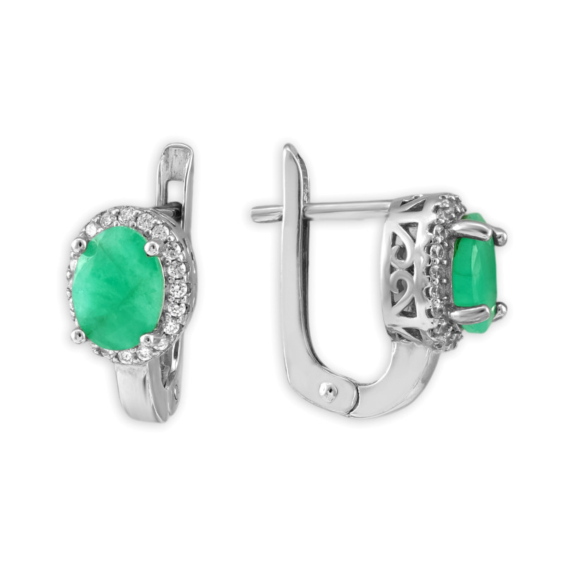 Серьги серебряные с изумрудом 