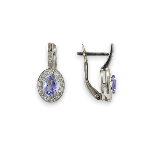 Серьги из серебра с танзанитом