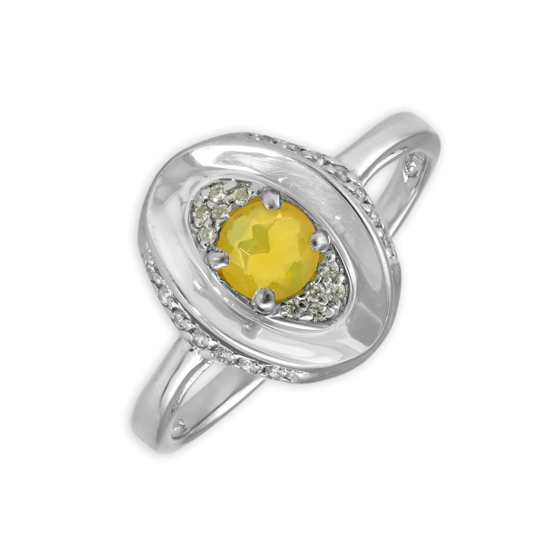 Серебряное кольцо с опалом и фианитами