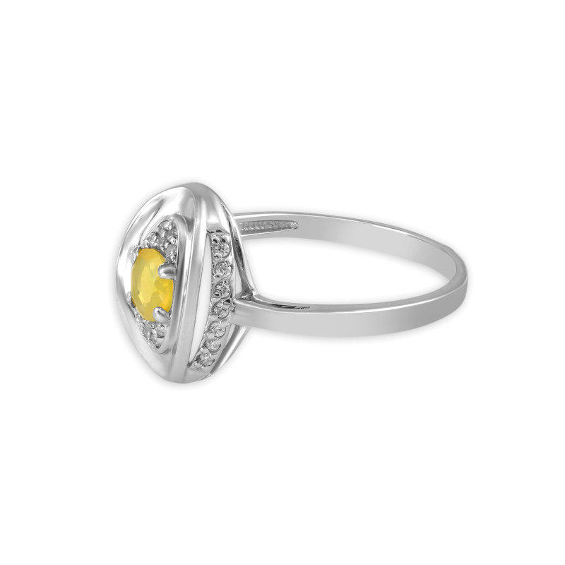 Серебряное кольцо с опалом и фианитами