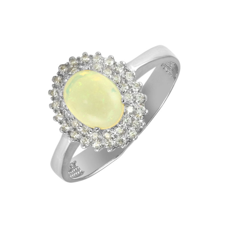 Серебряное кольцо с опалом и фианитами