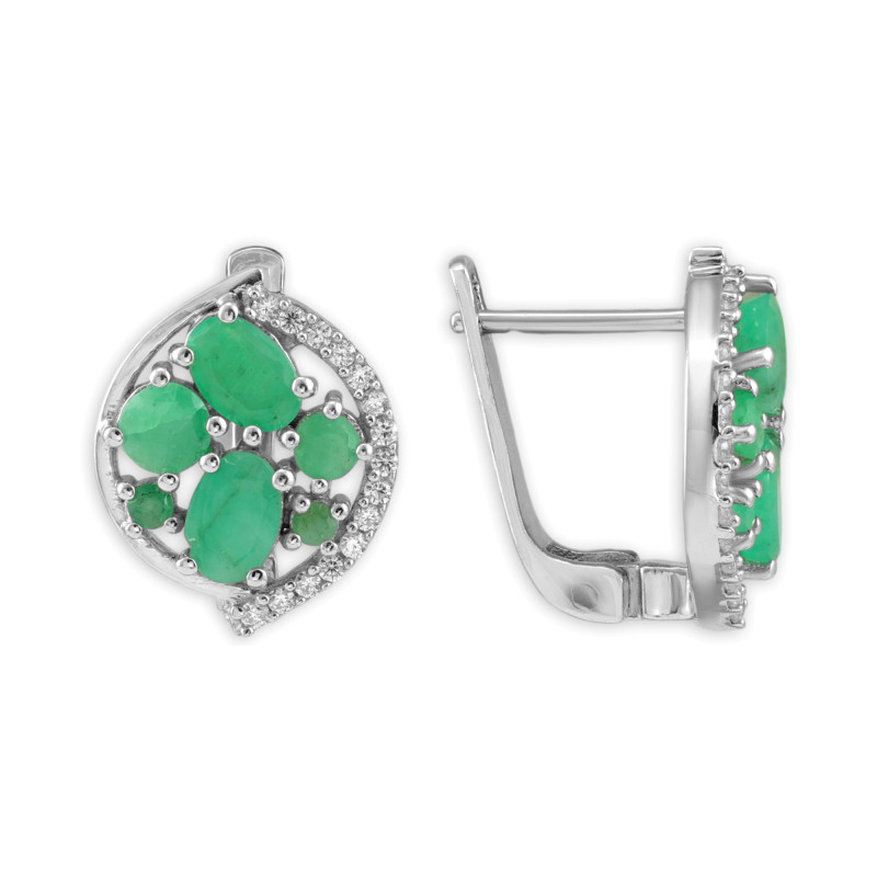 Серебряные серьги с изумрудами
