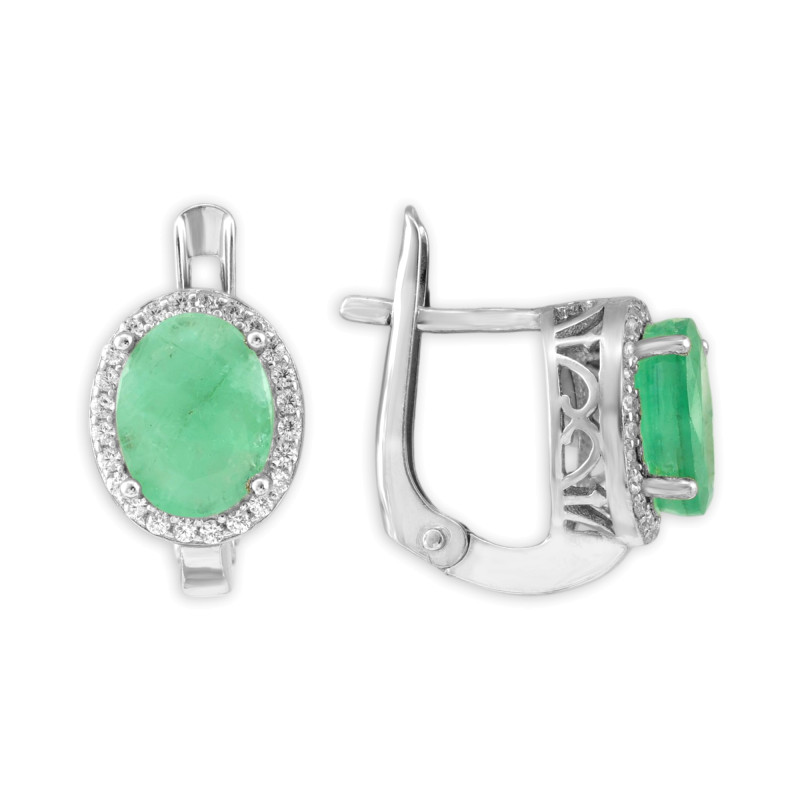 Серебряные серьги с изумрудами