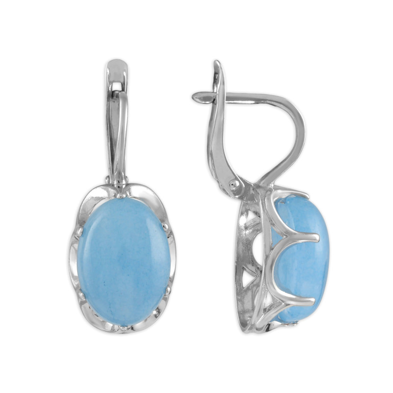 Серьги из серебра с натуральным аквамарином