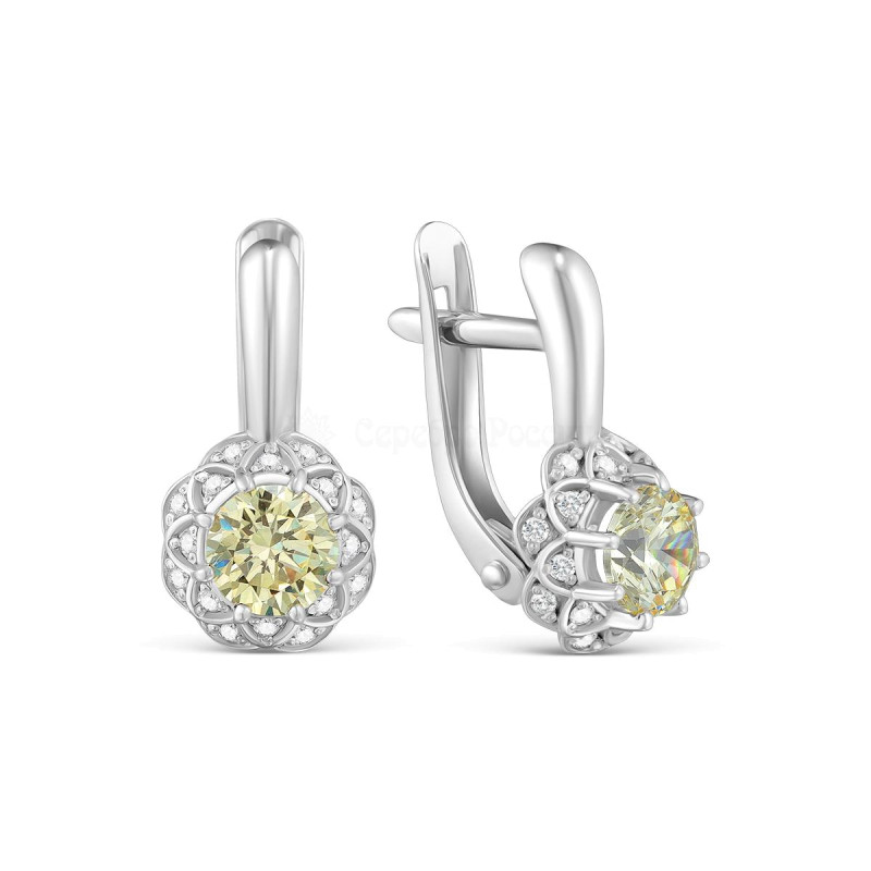 Серьги с бриллианитами и фианитами