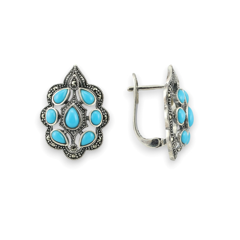 Серьги с бирюзой и марказитом