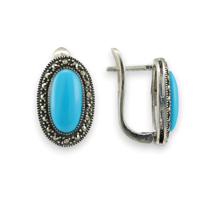 Серьги с бирюзой и марказитом