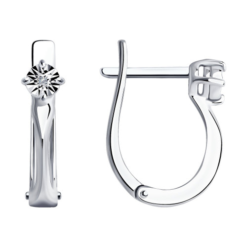 Серебряные серьги с бриллиантом