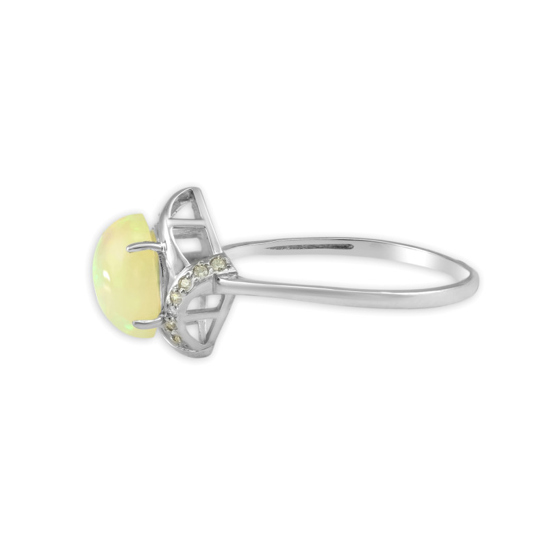 Кольцо серебряное с опалом и фианитами