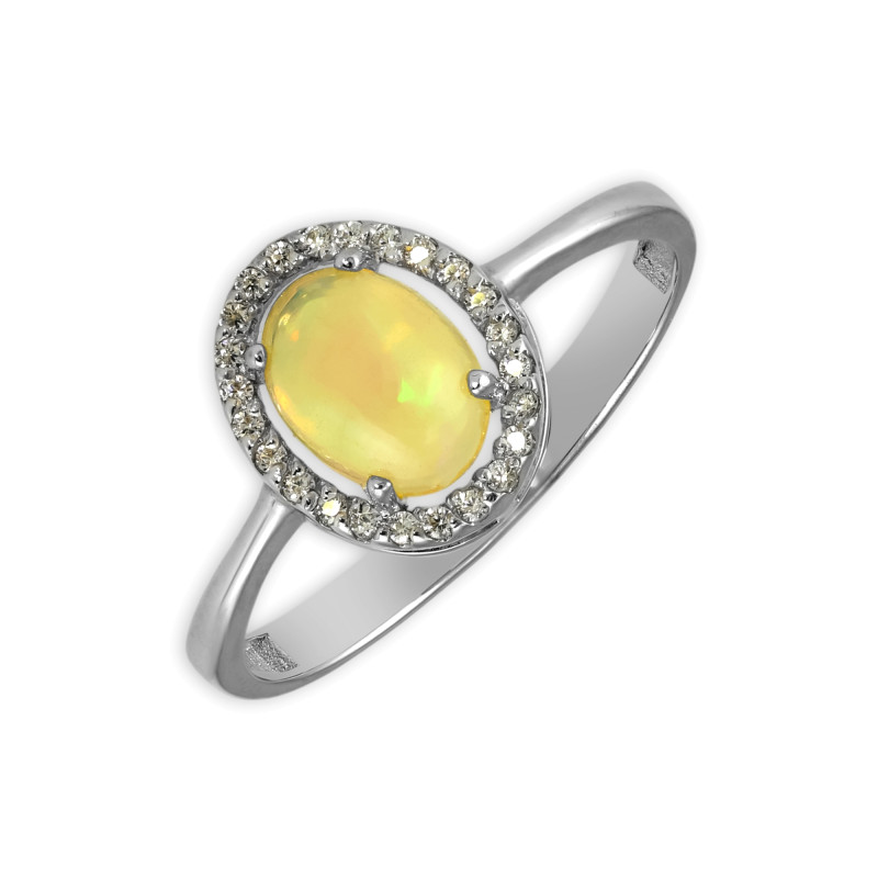 Кольцо из серебра с опалом и фианитами