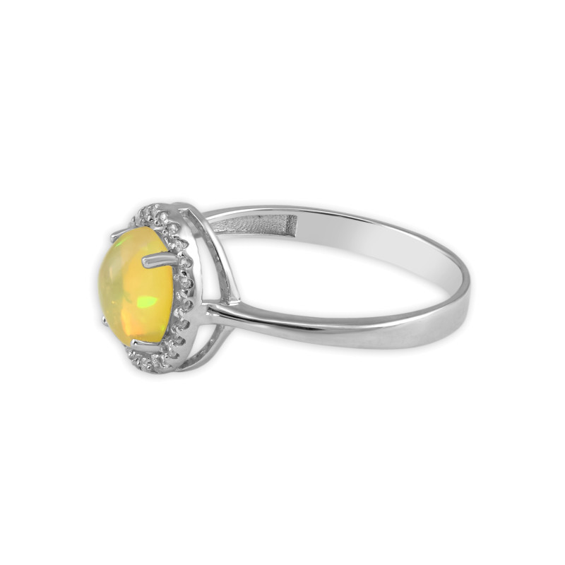 Кольцо из серебра с опалом и фианитами