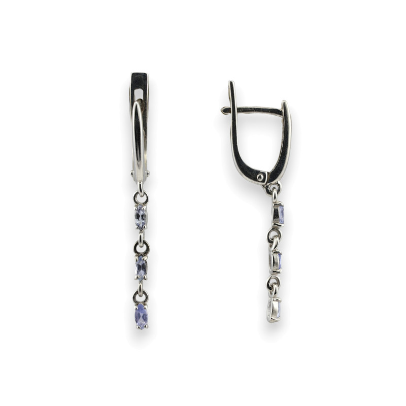 Серебряные серьги с натуральным танзанитом