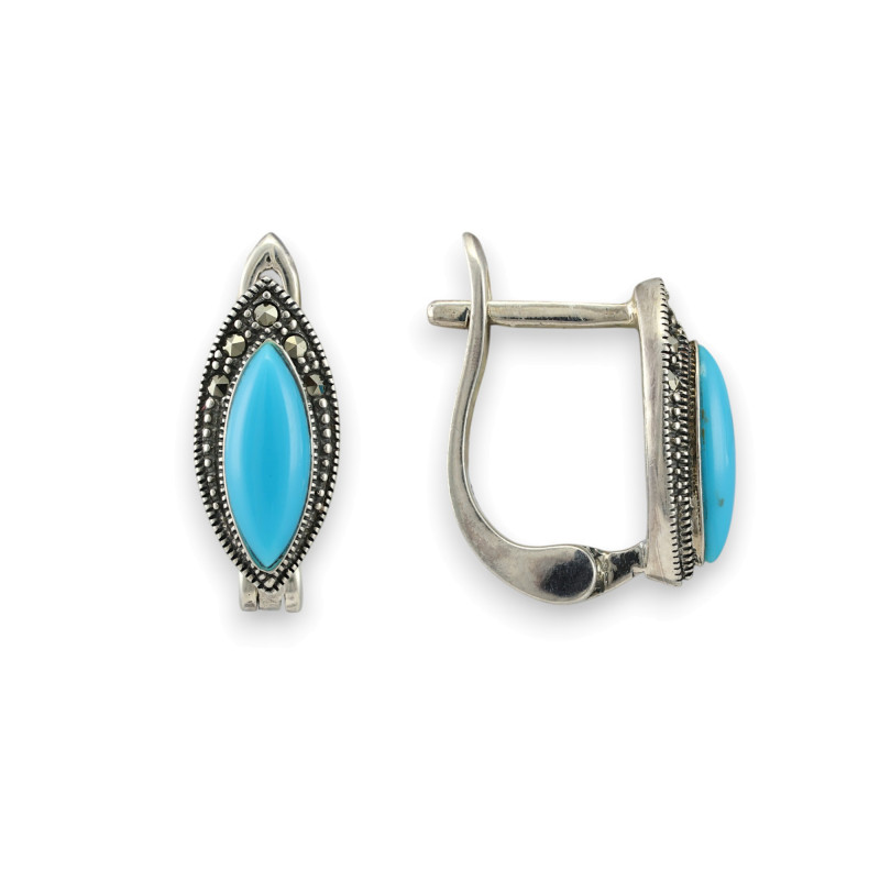 Серьги с марказитом и бирюзой