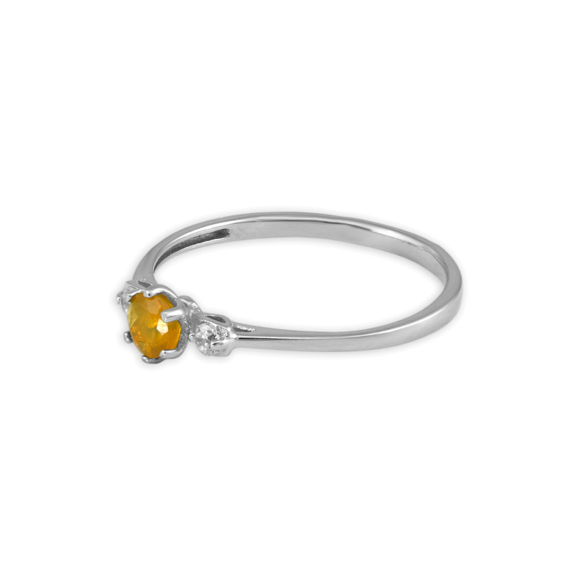 Кольцо из серебра с опалом и фианитами