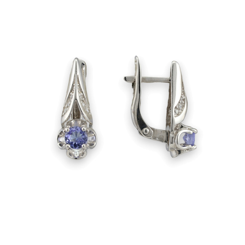 Серьги из серебра с танзанитом