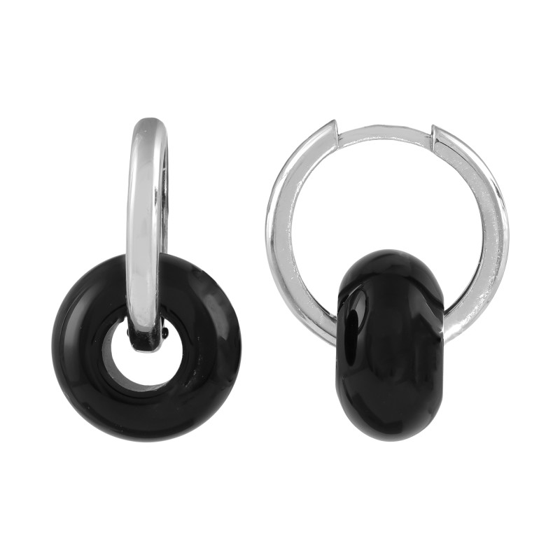 Серебряные серьги с ониксом