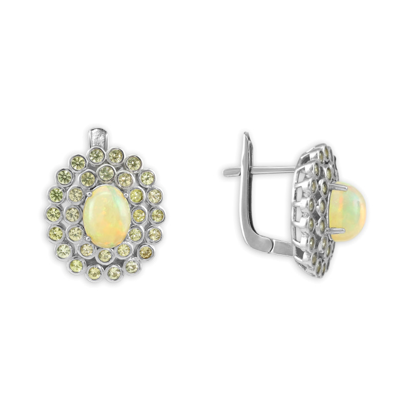 Серебряные серьги с сапфирами и опалом