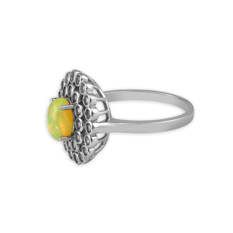 Серебряное кольцо с опалом и сапфирами