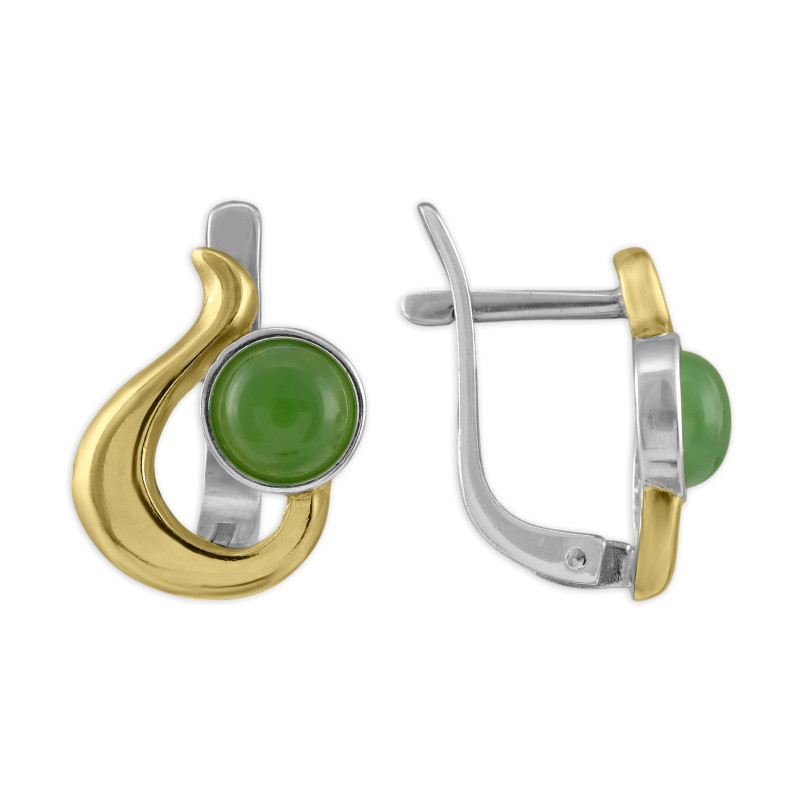 Серебряные серьги с нефритом