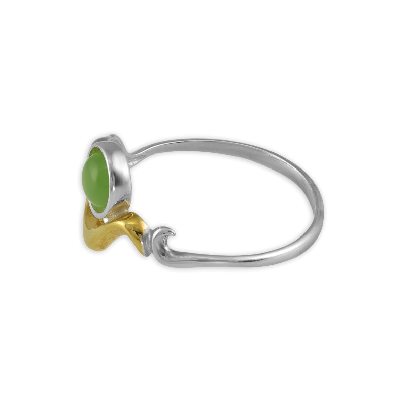 Кольцо из серебра с позолотой и нефритом