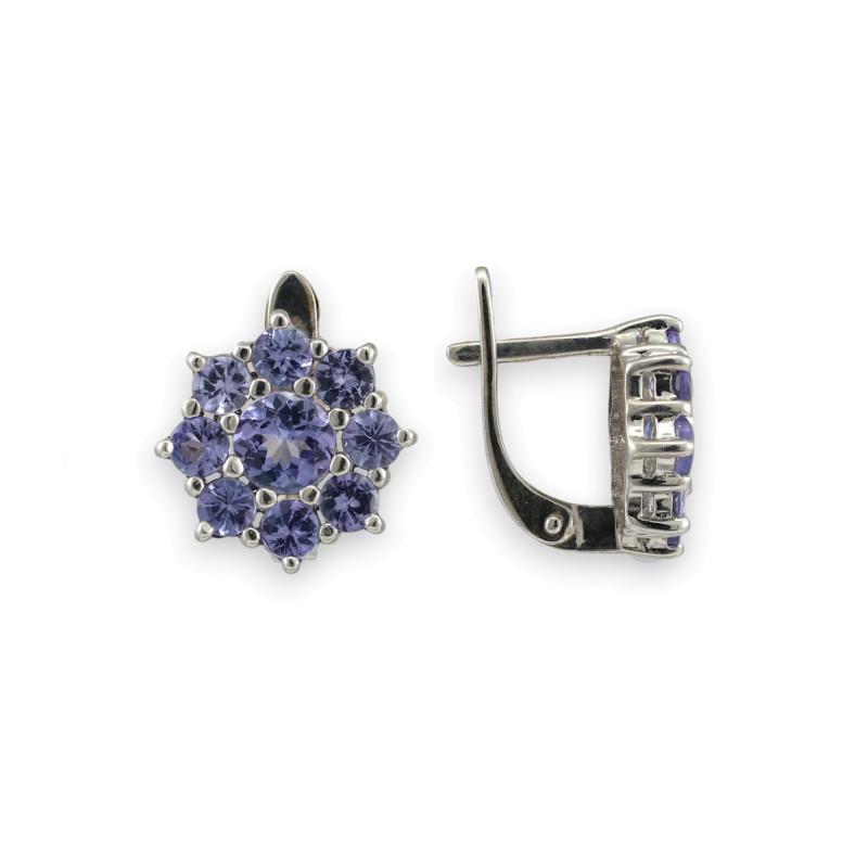 Серебряные серьги с танзанитами