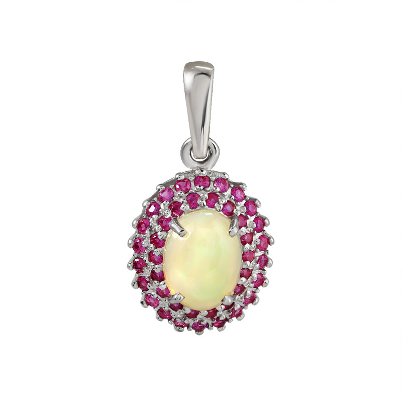 Подвеска с опалом и фианитами