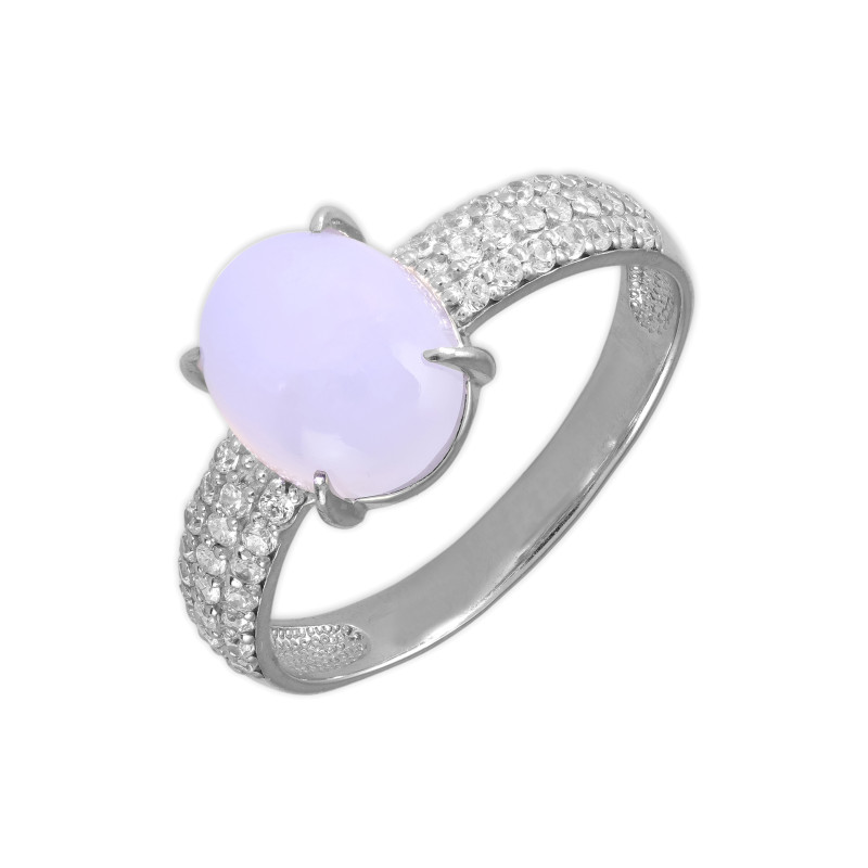 Серебряное кольцо с халцедоном и фианитами
