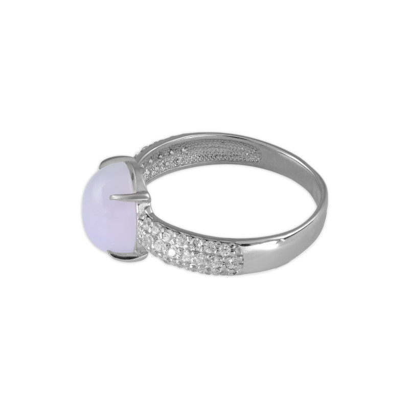 Серебряное кольцо с халцедоном и фианитами