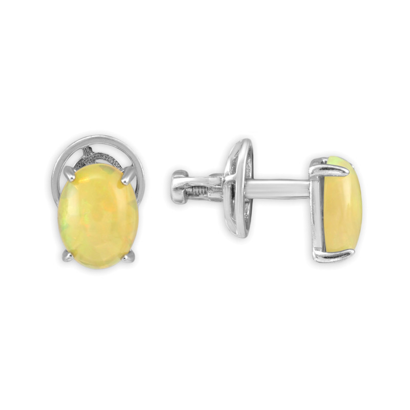 Серьги-пусеты серебряные с опалами