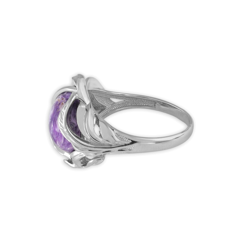 Кольуо из серебра с натуральным чароитом