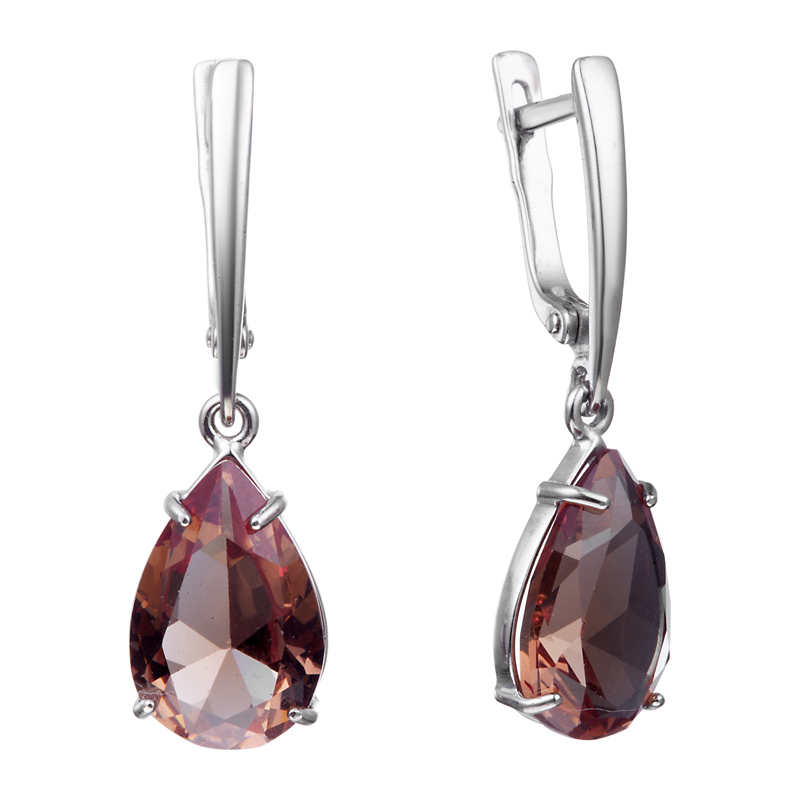 Серьги серебряные с синтетическим султанитом