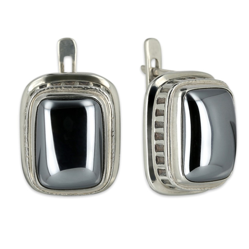 Серьги из серебра с гематитом