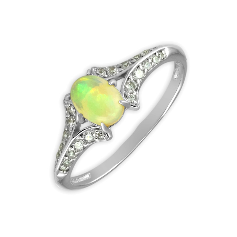 Серебряное кольцо с опалом и фианитами