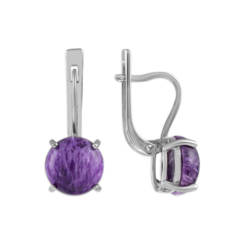 Серебряные серьги с чароитом